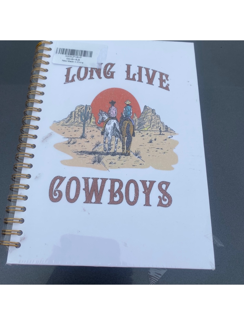Western-Themed Spiral Notebook Journal - Long Live Cowboys with Horseback Riders